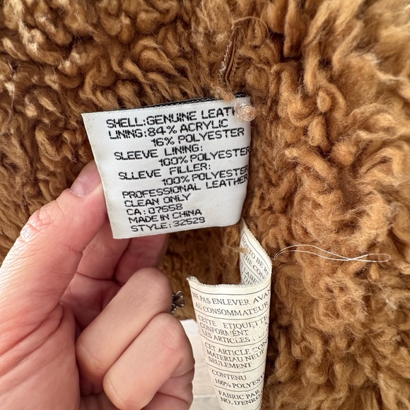 Vintage Cherry LA Women's Tan Genuine Leather Suede Teddy Jacket 80s 90s Y2K - Picture 4 of 4